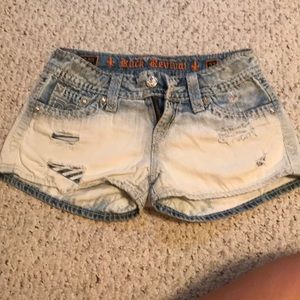 Faded blue jean shorts